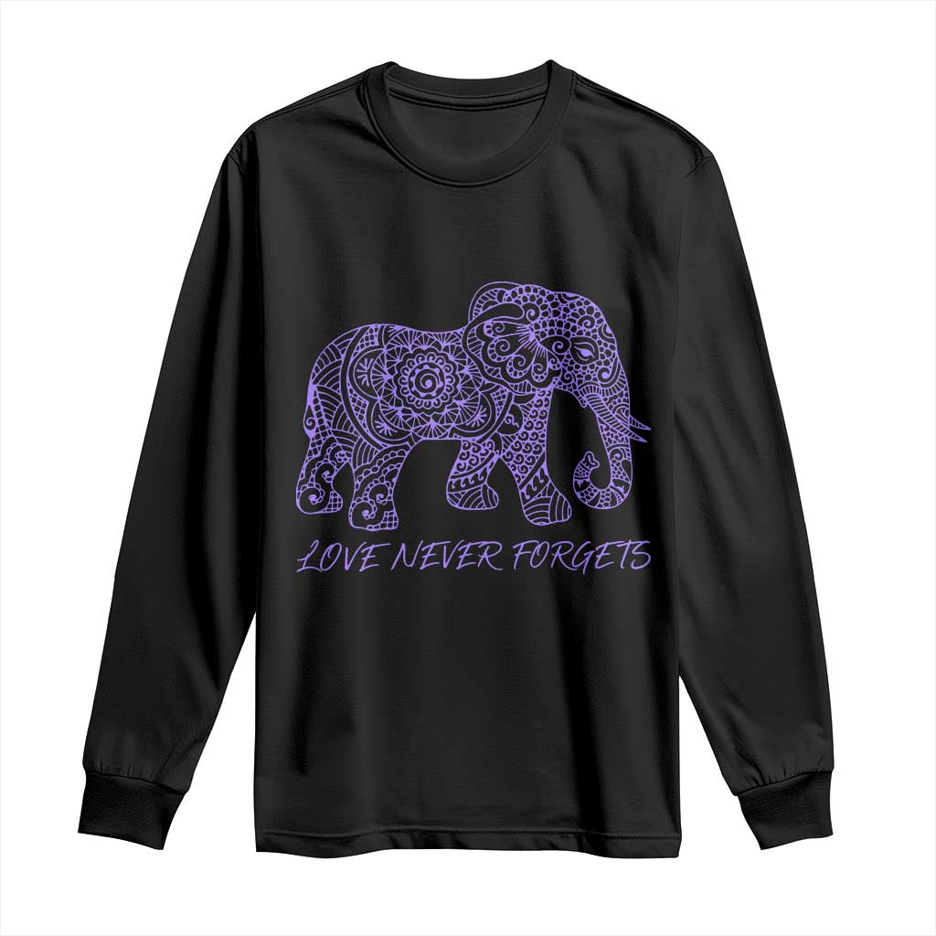 Love Never Forgets Elephant Mandala Long Sleeve Shirt Animal Lover Gift TS12 Black Print Your Wear