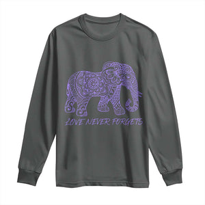 Love Never Forgets Elephant Mandala Long Sleeve Shirt Animal Lover Gift TS12 Dark Heather Print Your Wear