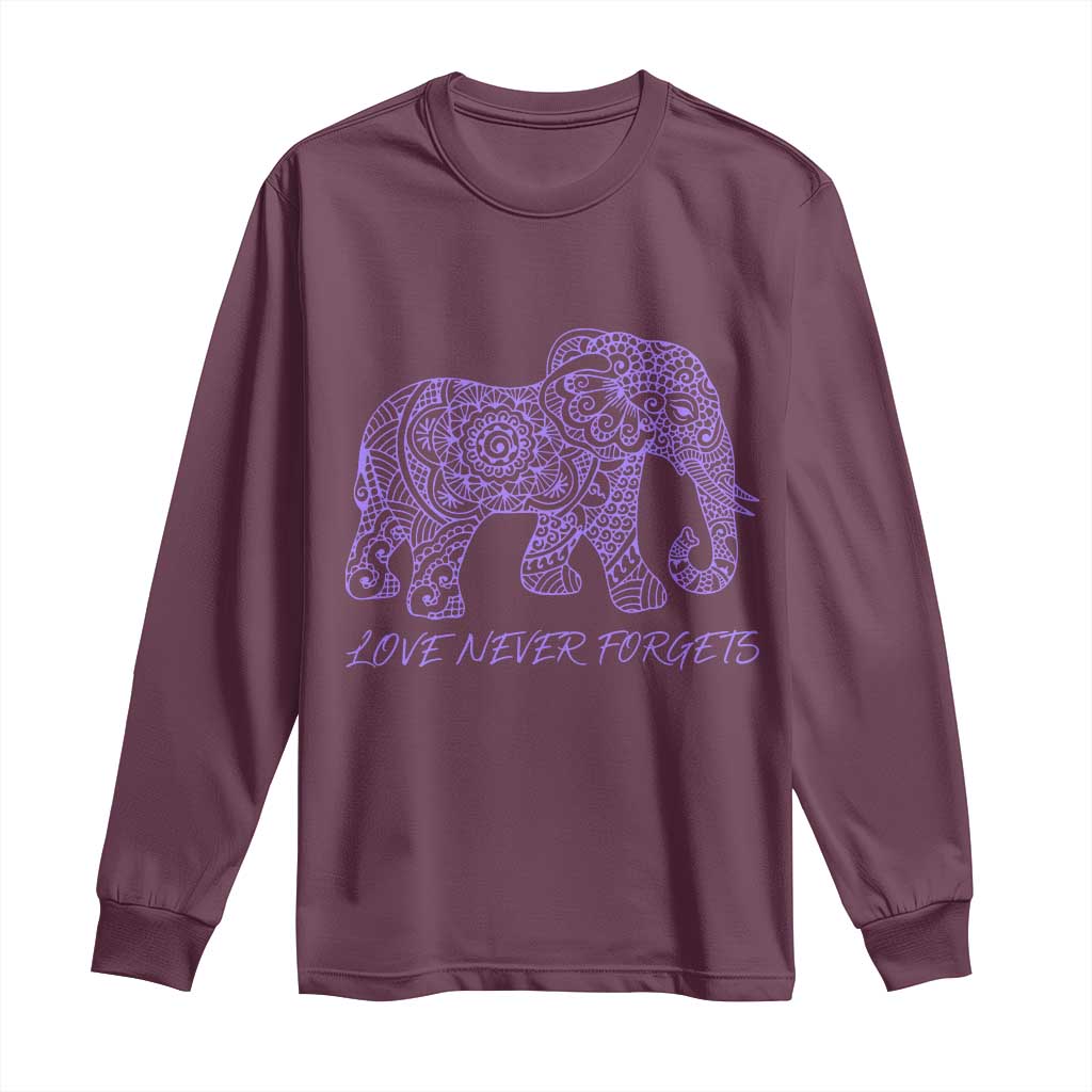Love Never Forgets Elephant Mandala Long Sleeve Shirt Animal Lover Gift TS12 Maroon Print Your Wear
