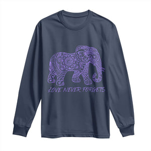 Love Never Forgets Elephant Mandala Long Sleeve Shirt Animal Lover Gift TS12 Navy Print Your Wear