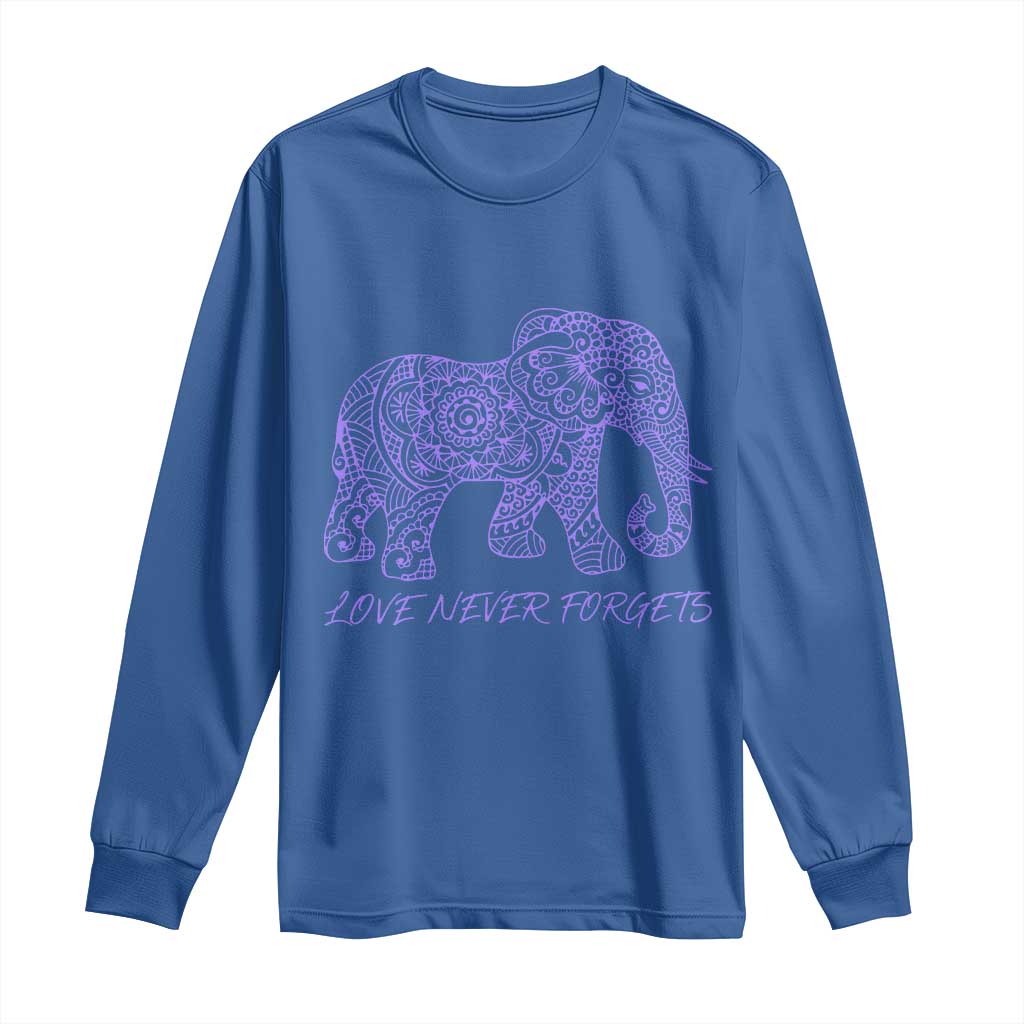 Love Never Forgets Elephant Mandala Long Sleeve Shirt Animal Lover Gift TS12 Royal Blue Print Your Wear