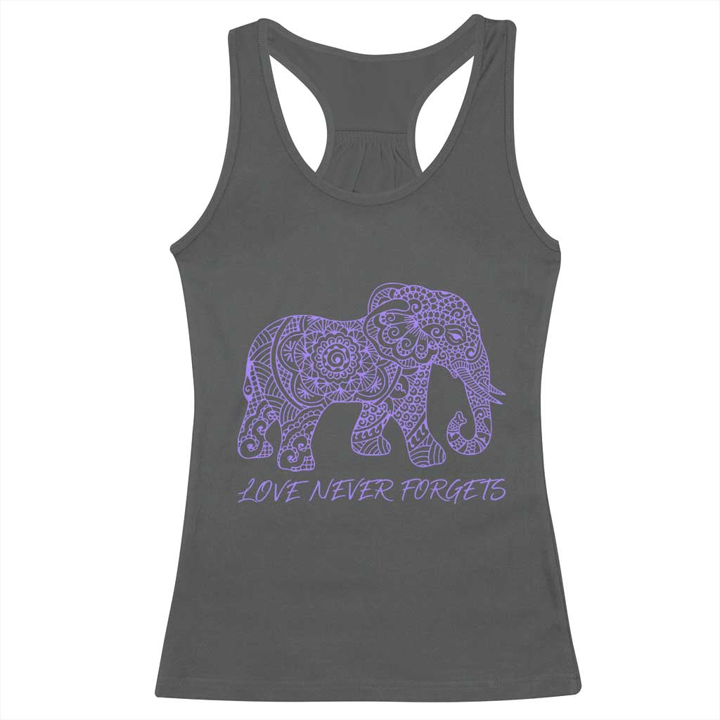 Love Never Forgets Elephant Mandala Racerback Tank Top Animal Lover Gift TS12 Dark Heather Print Your Wear
