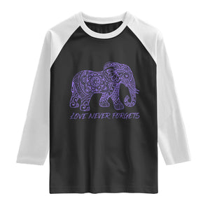 Love Never Forgets Elephant Mandala Raglan Shirt Animal Lover Gift TS12 Black White Print Your Wear