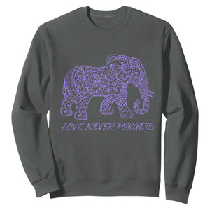 Love Never Forgets Elephant Mandala Sweatshirt Animal Lover Gift TS12 Dark Heather Print Your Wear