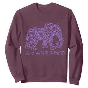 Love Never Forgets Elephant Mandala Sweatshirt Animal Lover Gift TS12 Maroon Print Your Wear