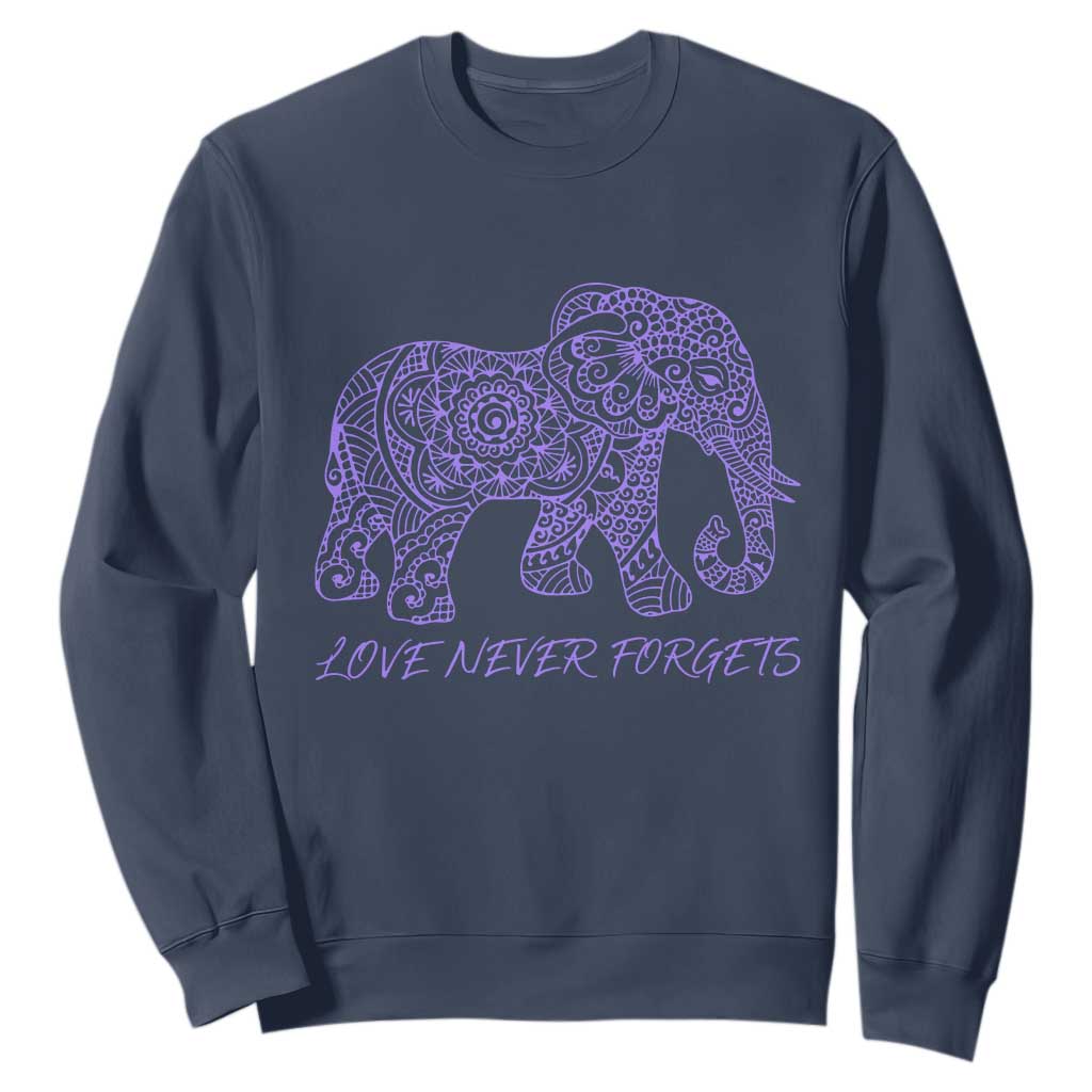 Love Never Forgets Elephant Mandala Sweatshirt Animal Lover Gift TS12 Navy Print Your Wear