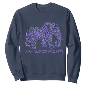 Love Never Forgets Elephant Mandala Sweatshirt Animal Lover Gift TS12 Navy Print Your Wear