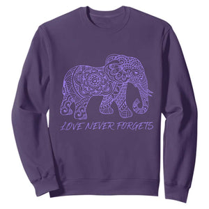 Love Never Forgets Elephant Mandala Sweatshirt Animal Lover Gift TS12 Purple Print Your Wear