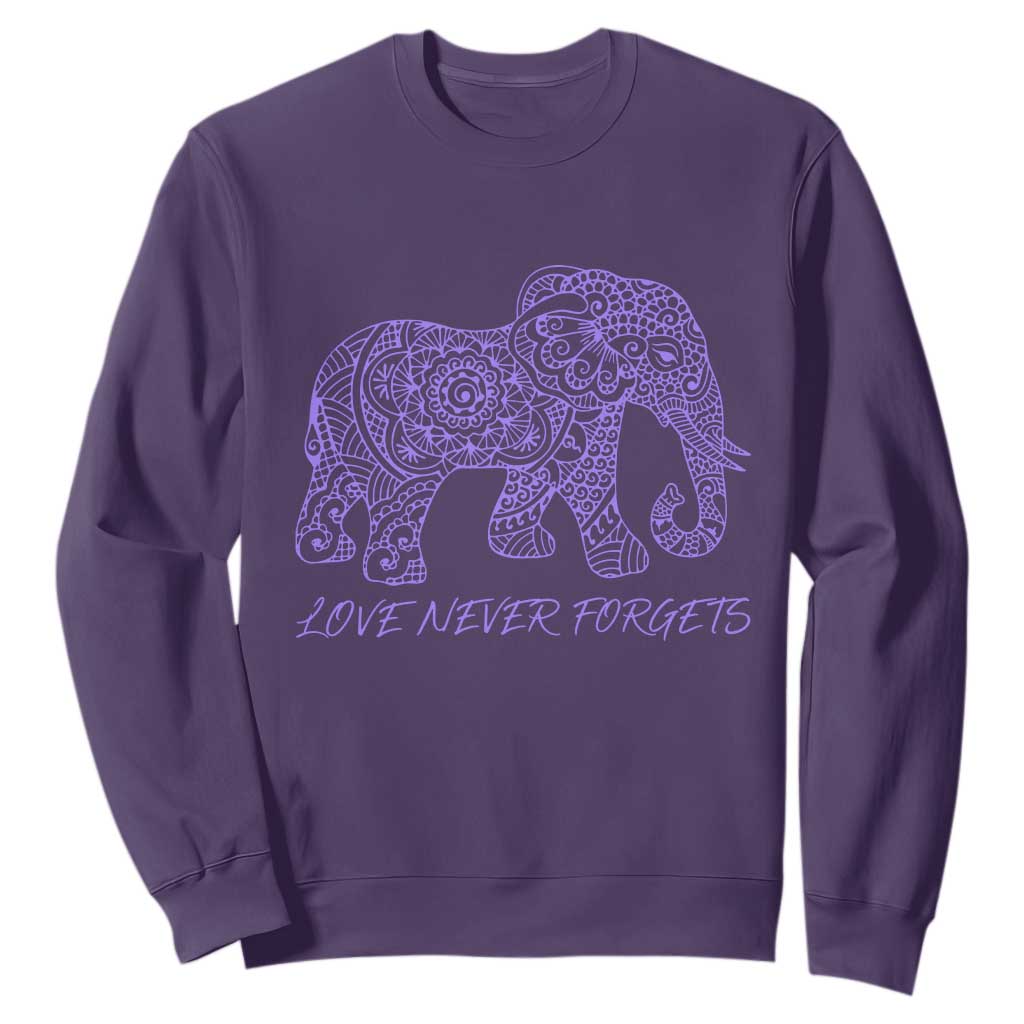 Love Never Forgets Elephant Mandala Sweatshirt Animal Lover Gift TS12 Purple Print Your Wear