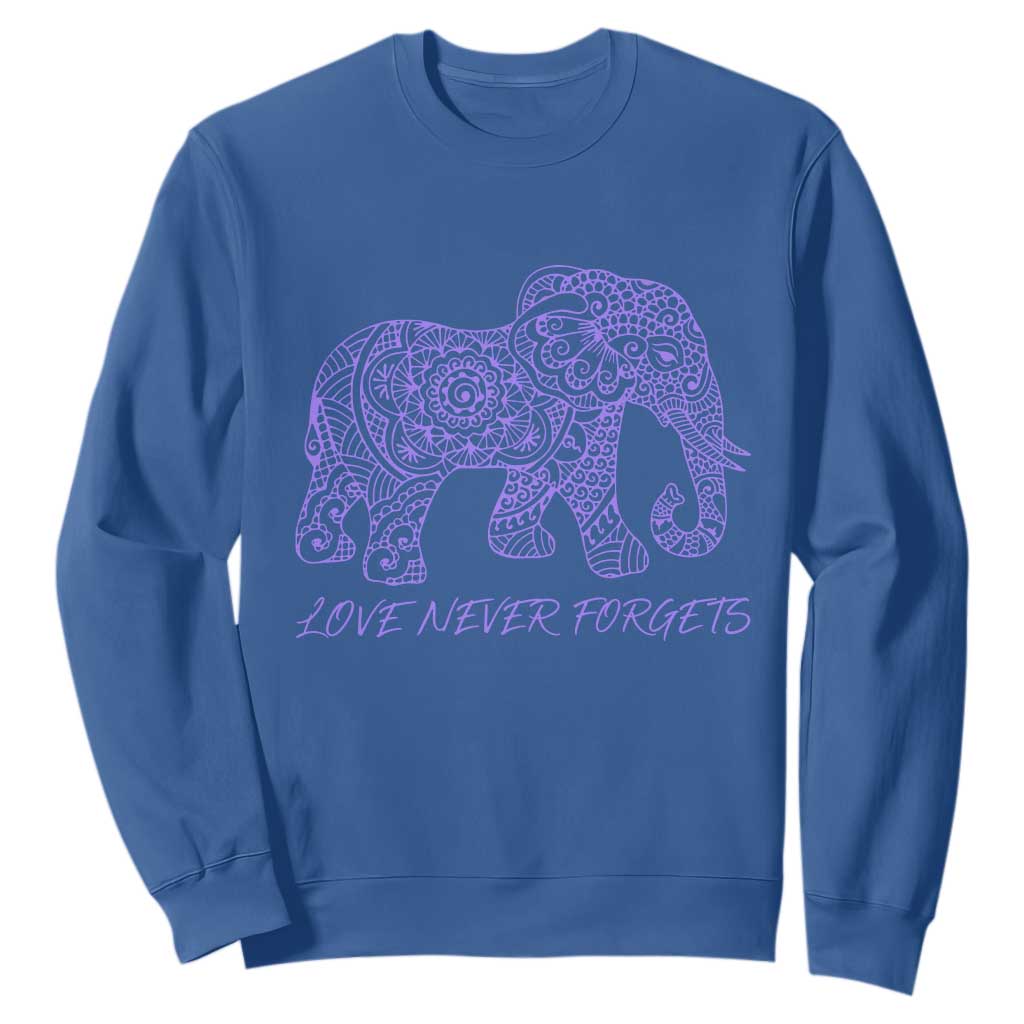 Love Never Forgets Elephant Mandala Sweatshirt Animal Lover Gift TS12 Royal Blue Print Your Wear