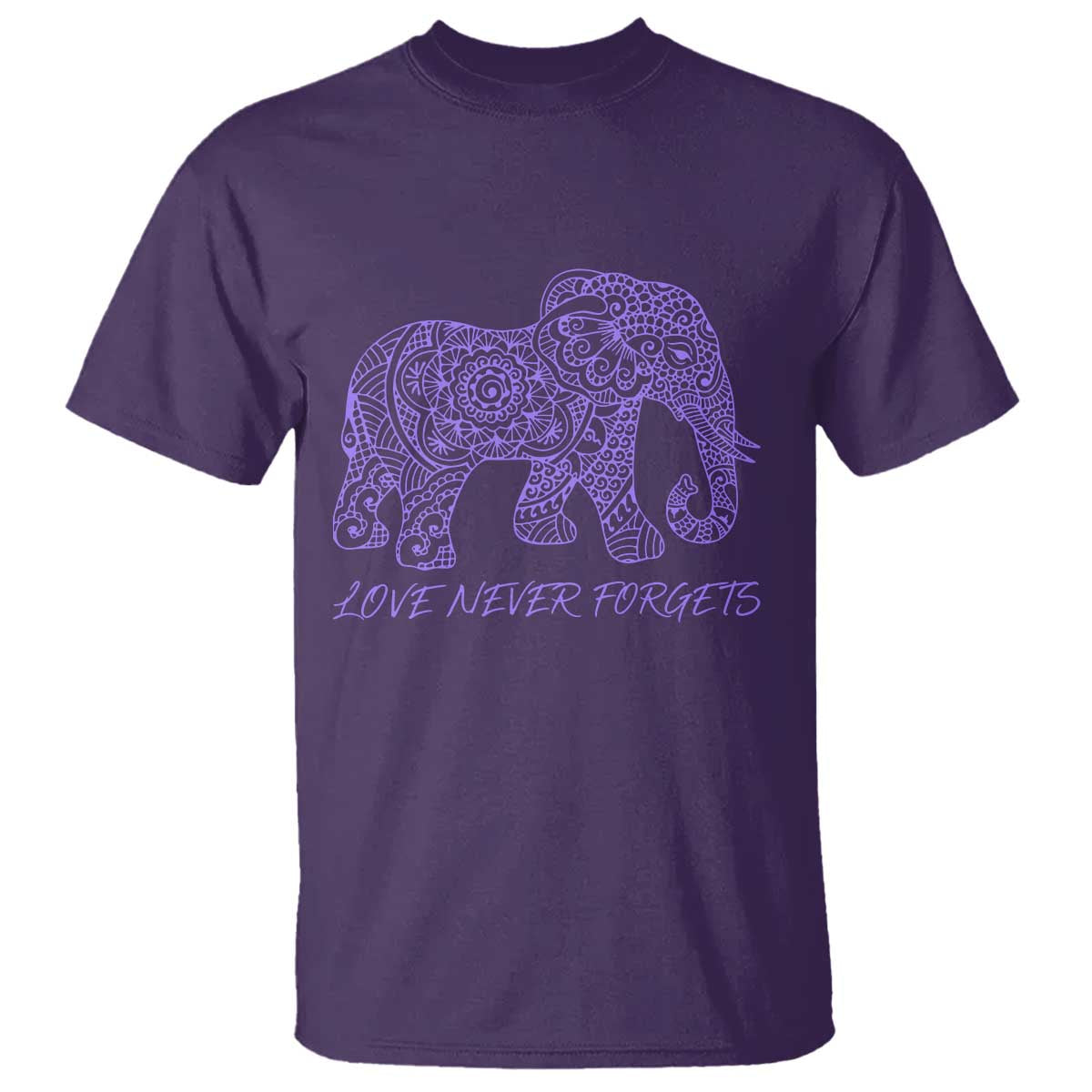 Love Never Forgets Elephant Mandala T Shirt Animal Lover Gift TS12 Purple Print Your Wear