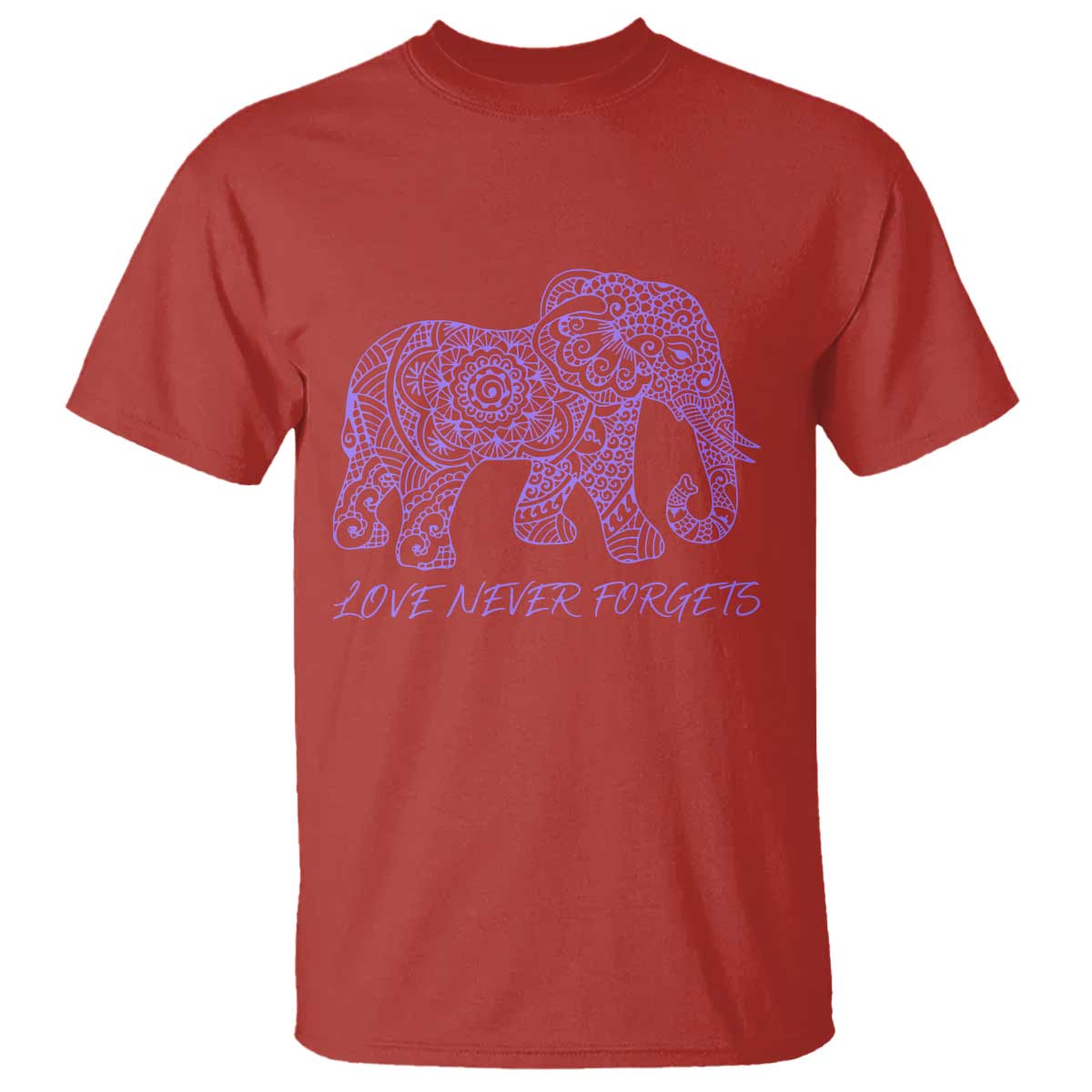 Love Never Forgets Elephant Mandala T Shirt Animal Lover Gift TS12 Red Print Your Wear