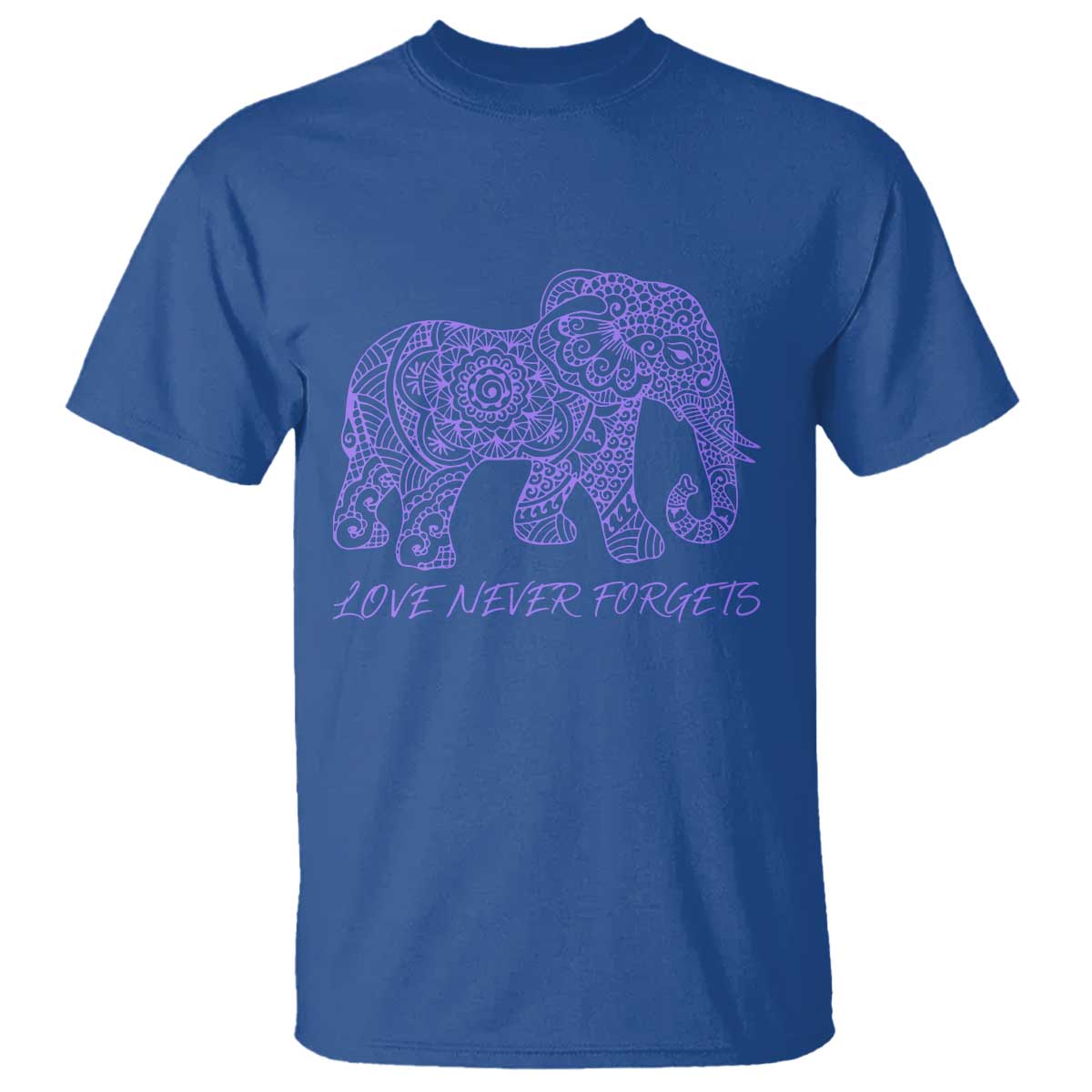Love Never Forgets Elephant Mandala T Shirt Animal Lover Gift TS12 Royal Blue Print Your Wear