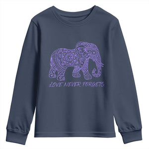 Love Never Forgets Elephant Mandala Youth Sweatshirt Animal Lover Gift TS12 Navy Print Your Wear