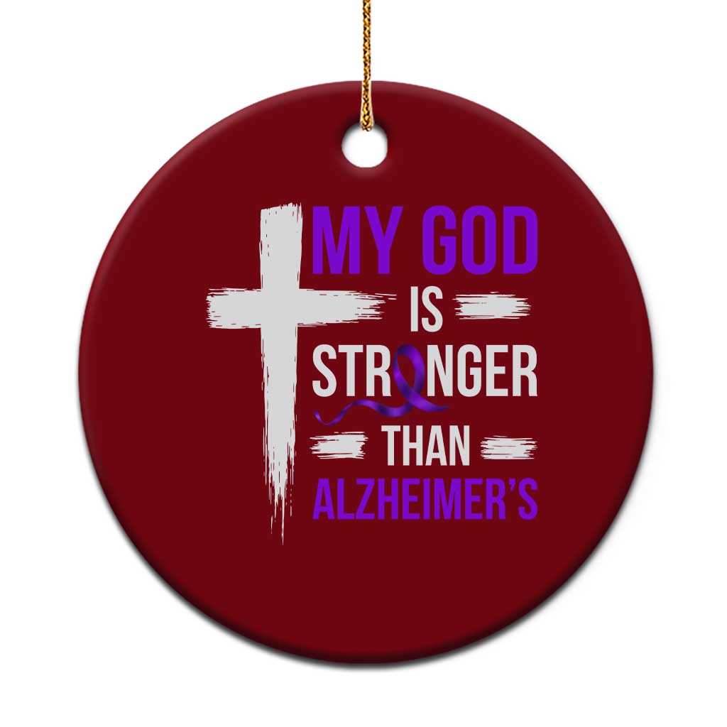 My God Is Stronger Than Alzheimers Ceramic Ornament Christian Purple Ribbon Faith Support TS12 1pc Red Print Your Wear