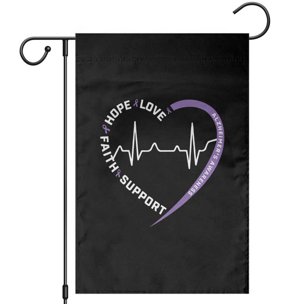 Alzheimers Awareness Heart Heartbeat Purple Ribbon Garden Flag Hope Love Faith Support TS12 Black Print Your Wear