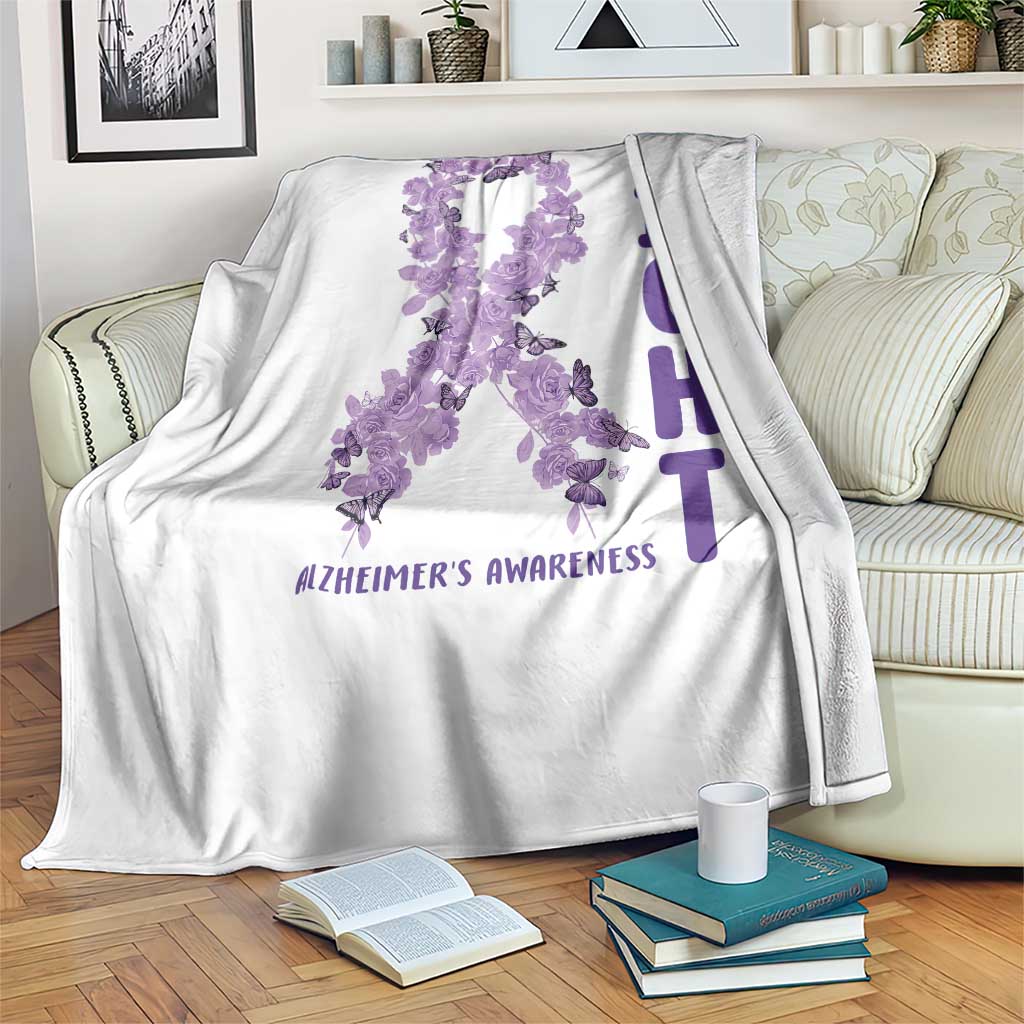 Fight Alzheimers Awareness Support Throw Blanket Purple Ribbon Floral Butterfly TS12 Print Your Wear