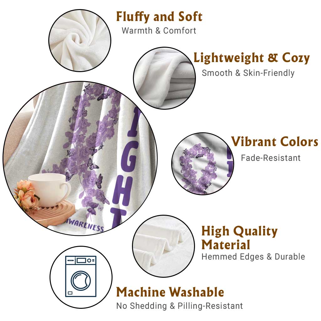 Fight Alzheimers Awareness Support Throw Blanket Purple Ribbon Floral Butterfly TS12 Print Your Wear