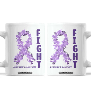 Fight Alzheimers Awareness Support Coffee Mug Purple Ribbon Floral Butterfly TS12 White Print Your Wear