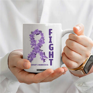 Fight Alzheimers Awareness Support Coffee Mug Purple Ribbon Floral Butterfly TS12 Print Your Wear