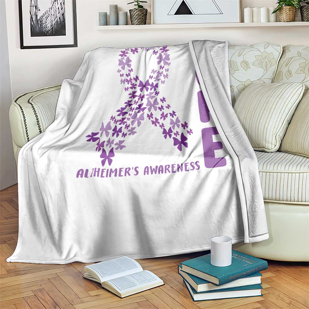 Hope Alzheimer's Awareness Purple Butterfly Ribbon Support Throw Blanket TS12 Print Your Wear
