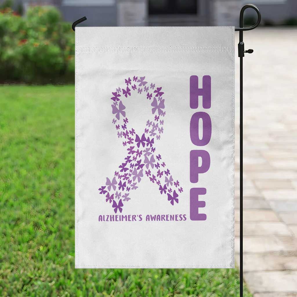 Hope Alzheimer's Awareness Purple Butterfly Ribbon Support Garden Flag TS12 Print Your Wear