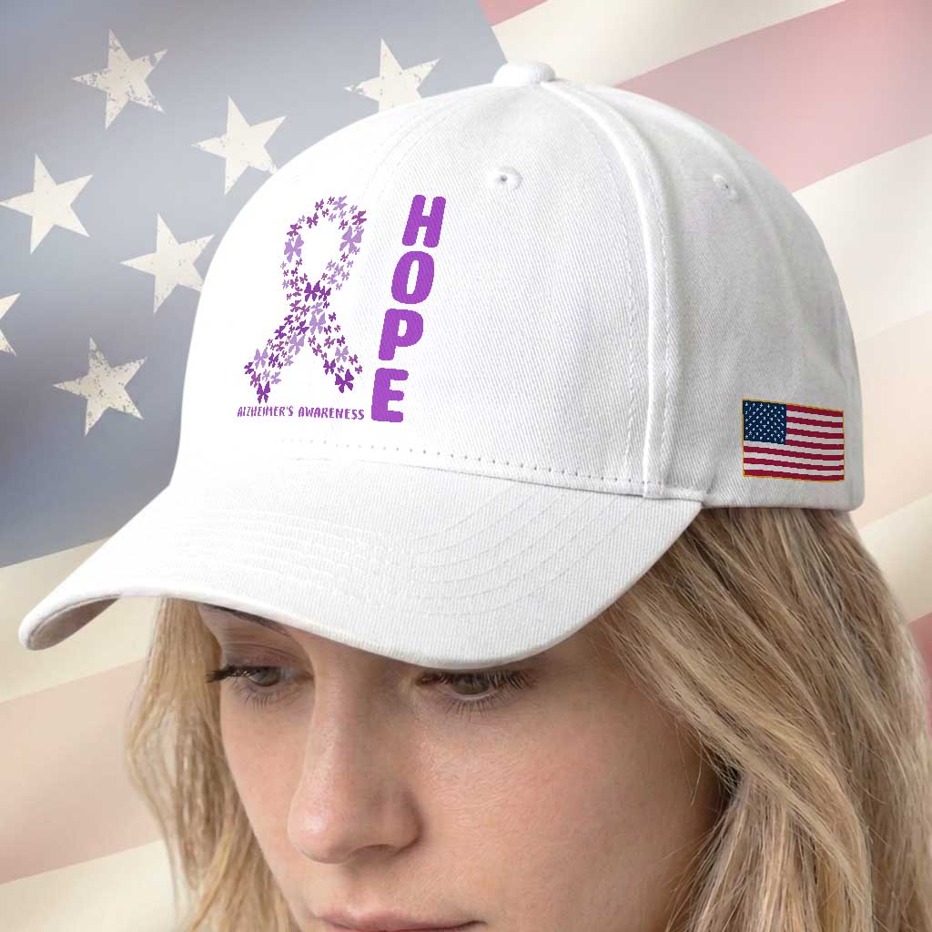 Hope Alzheimer's Awareness Purple Butterfly Ribbon Support Baseball Cap TS12 Print Your Wear