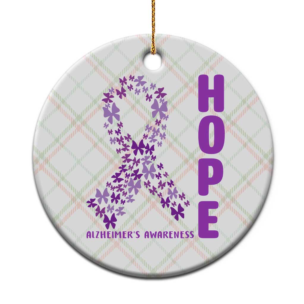 Hope Alzheimer's Awareness Purple Butterfly Ribbon Support Ceramic Ornament TS12 1pc Christmas Plaid Print Your Wear