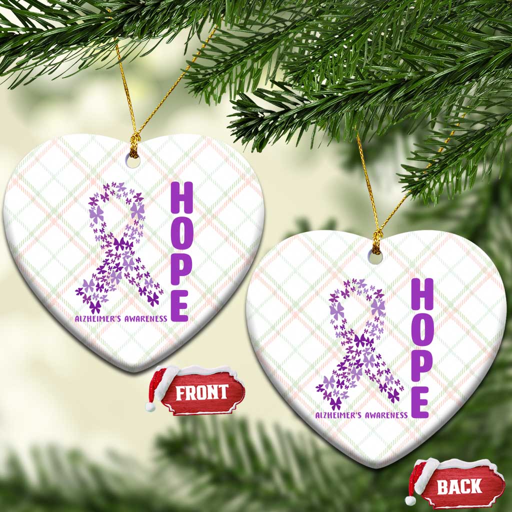 Hope Alzheimer's Awareness Purple Butterfly Ribbon Support Ceramic Ornament TS12 Print Your Wear