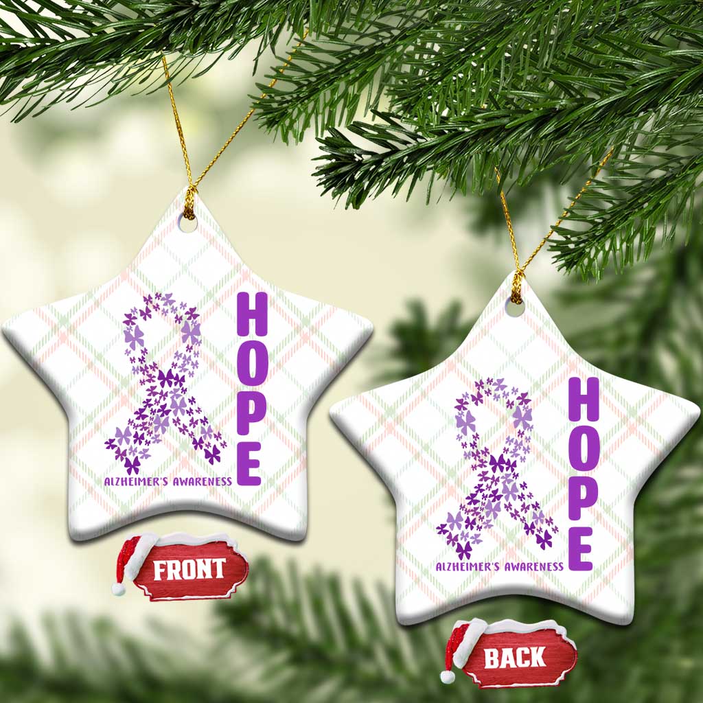 Hope Alzheimer's Awareness Purple Butterfly Ribbon Support Ceramic Ornament TS12 Print Your Wear