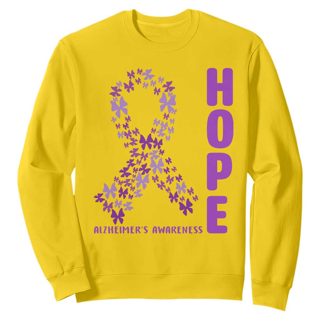 Hope Alzheimer's Awareness Purple Butterfly Ribbon Support Sweatshirt TS12 Daisy Print Your Wear