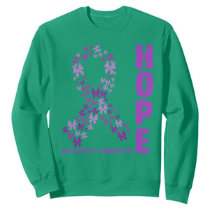Hope Alzheimer's Awareness Purple Butterfly Ribbon Support Sweatshirt TS12 Irish Green Print Your Wear