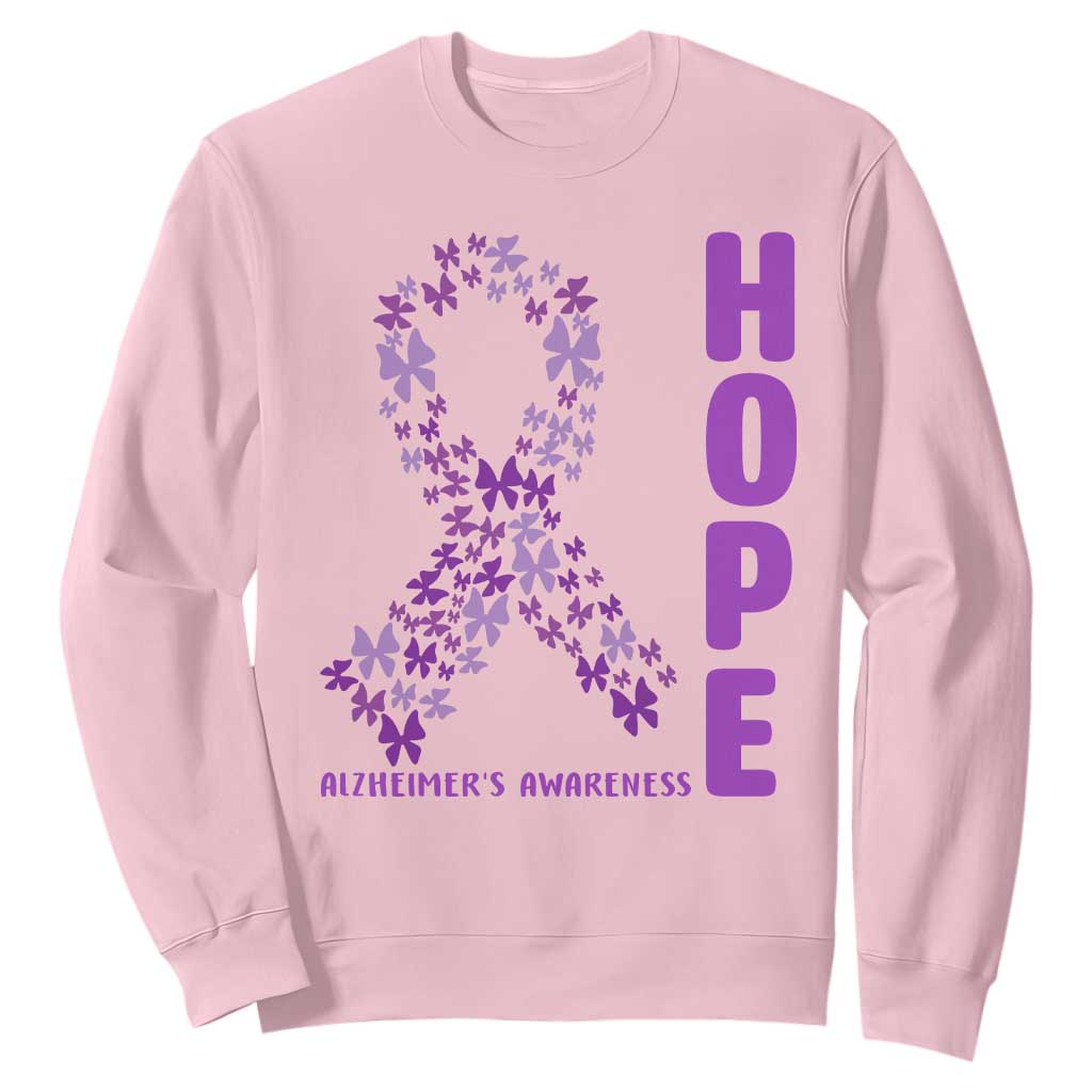 Hope Alzheimer's Awareness Purple Butterfly Ribbon Support Sweatshirt TS12 Light Pink Print Your Wear