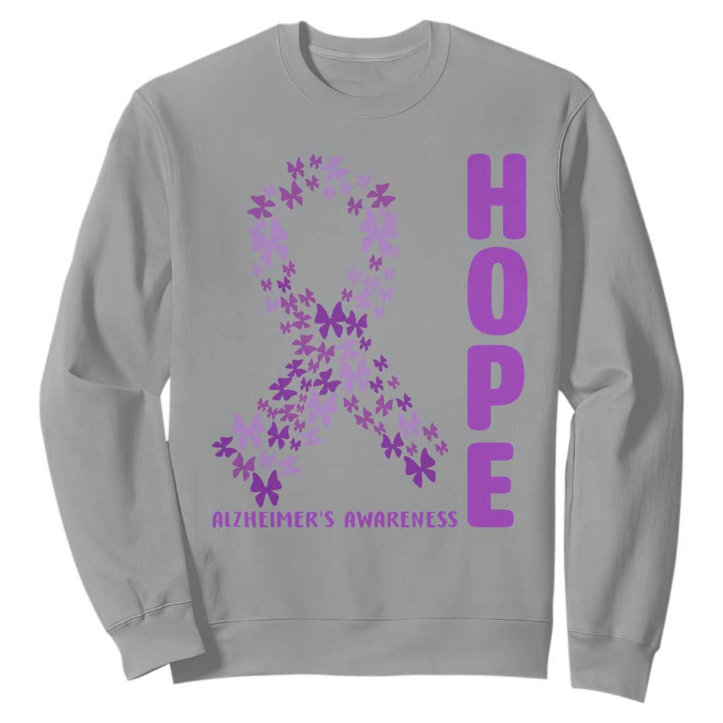 Hope Alzheimer's Awareness Purple Butterfly Ribbon Support Sweatshirt TS12 Sport Gray Print Your Wear