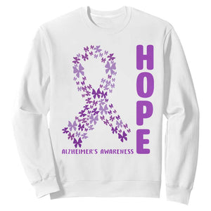 Hope Alzheimer's Awareness Purple Butterfly Ribbon Support Sweatshirt TS12 White Print Your Wear