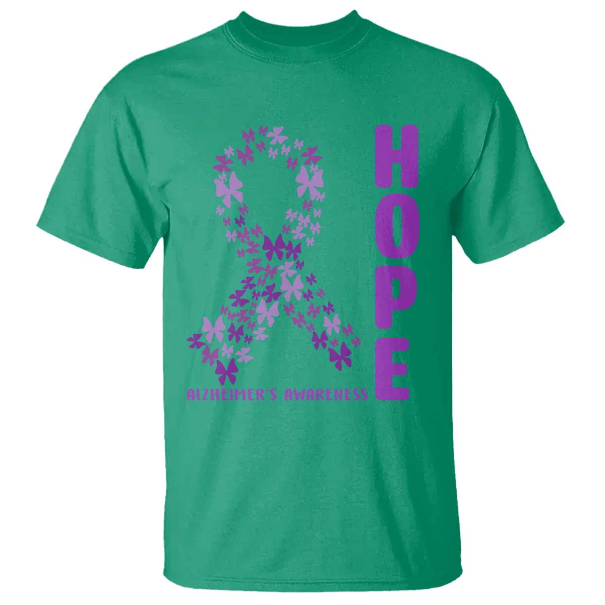 Hope Alzheimer's Awareness Purple Butterfly Ribbon Support T Shirt TS12 Irish Green Print Your Wear