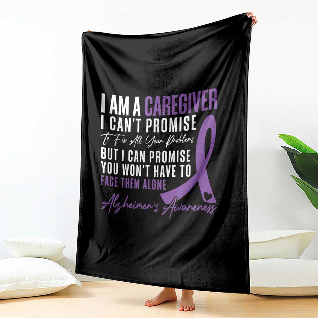 Alzheimer's Caregiver Support Throw Blanket Purple Ribbon Hope Graphic TS12 Print Your Wear