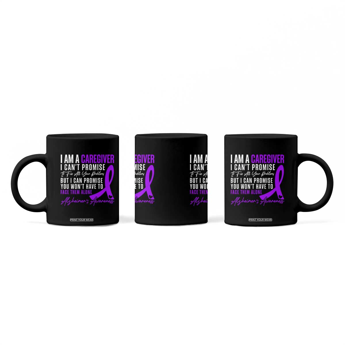 Alzheimer's Caregiver Support Coffee Mug Purple Ribbon Hope Graphic TS12 Print Your Wear