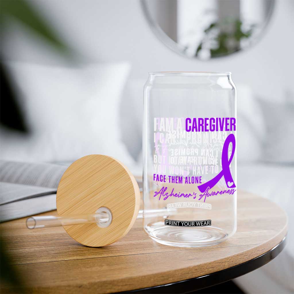 Alzheimer's Caregiver Support Glass Can Purple Ribbon Hope Graphic TS12 Print Your Wear