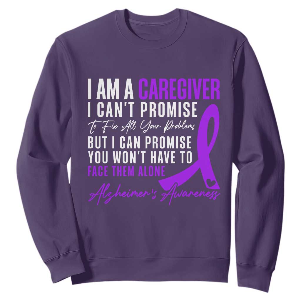 Alzheimer's Caregiver Support Sweatshirt Purple Ribbon Hope Graphic TS12 Purple Print Your Wear