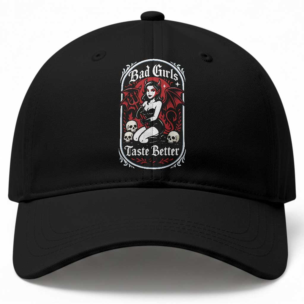 Bad Girls Taste Better Baseball Cap Adult Humor Devil Girl Gift TS12 Print Your Wear