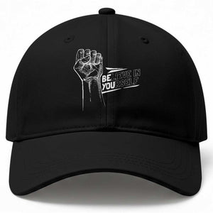 Believe In Yourself Baseball Cap Strong Fist Motivational Quote TS12 Print Your Wear