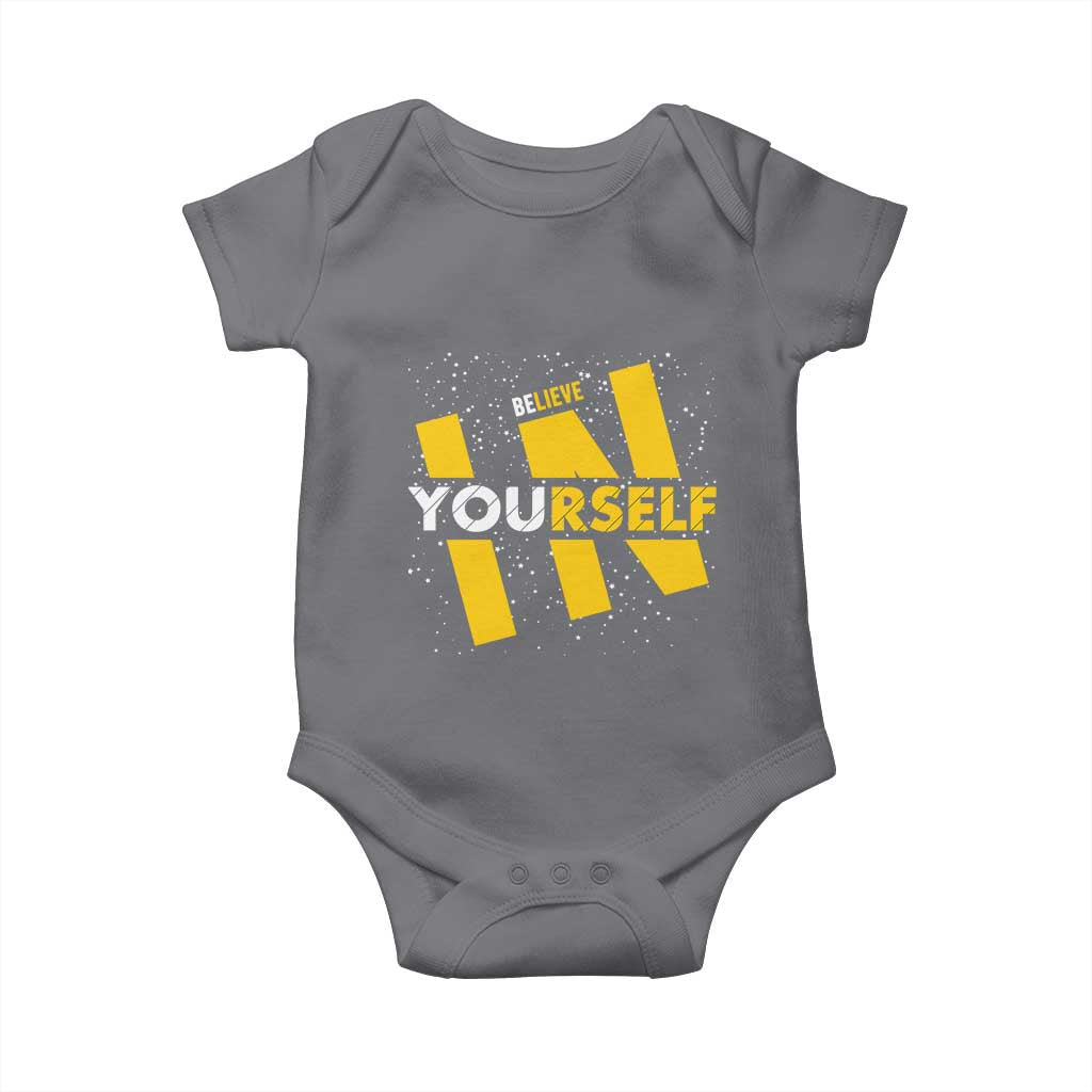 Inspirational Quote Baby Onesie Believe In Yourself Motivation TS12 Charcoal Print Your Wear