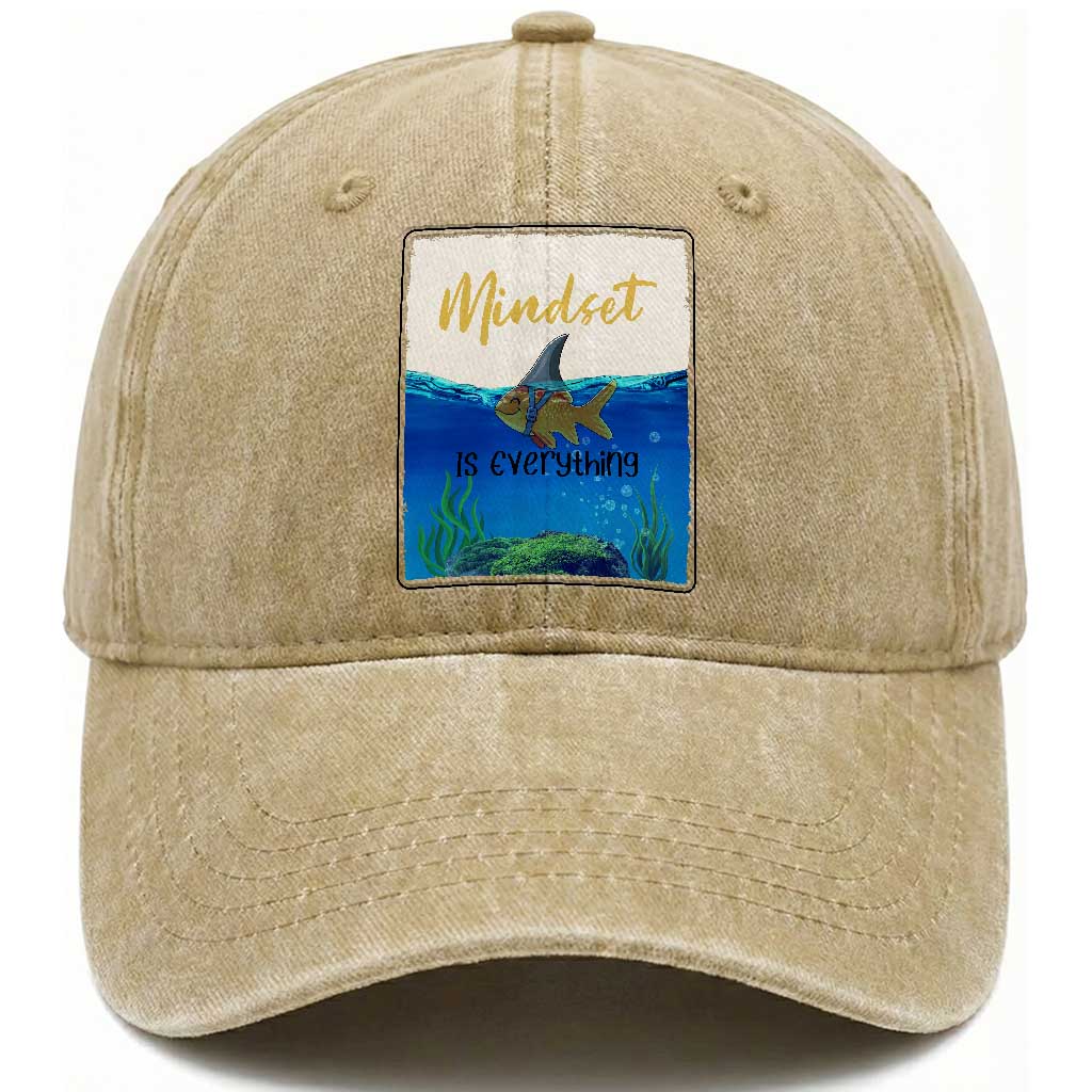 Mindset Is Everything Washed Cotton Baseball Cap Positive Thinking Motivation TS12 Print Your Wear