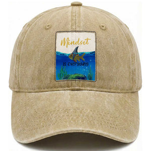 Mindset Is Everything Washed Cotton Baseball Cap Positive Thinking Motivation TS12 Print Your Wear