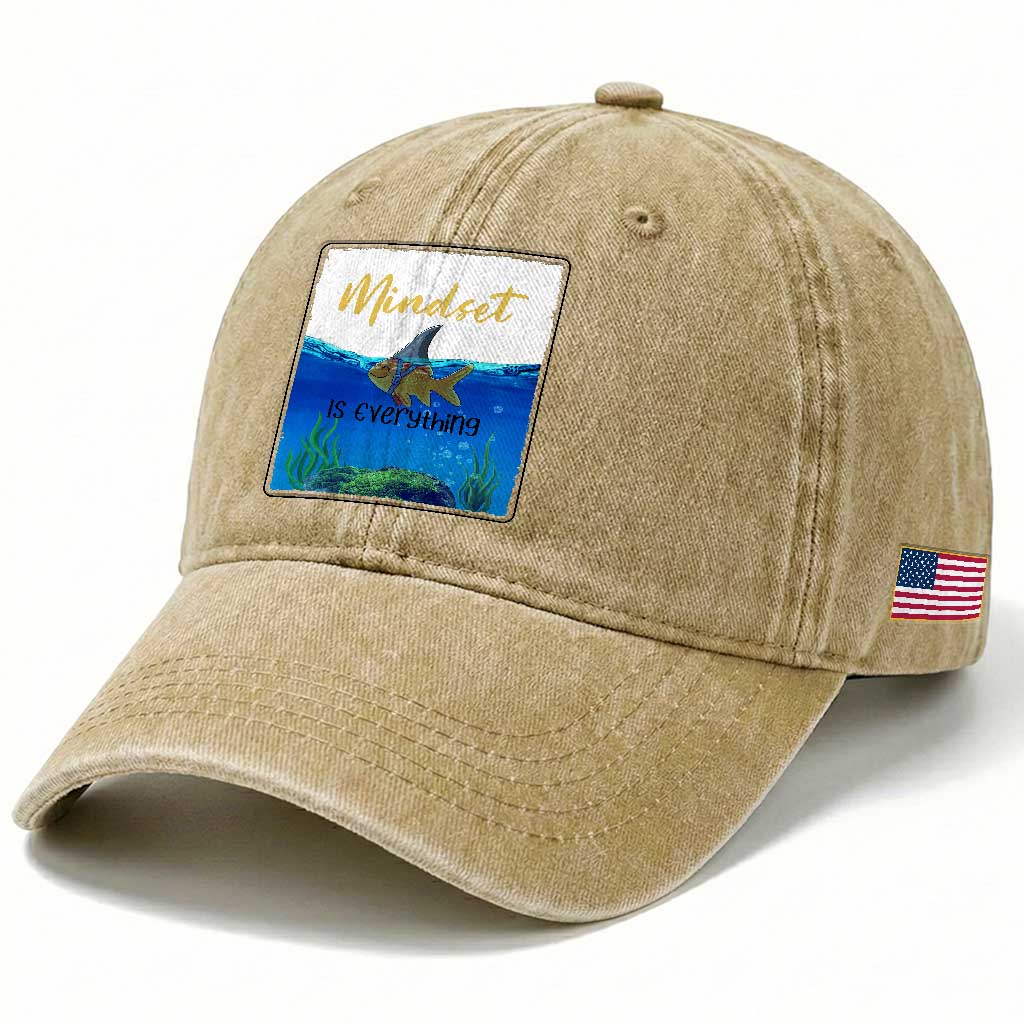 Mindset Is Everything Washed Cotton Baseball Cap Positive Thinking Motivation TS12 Print Your Wear