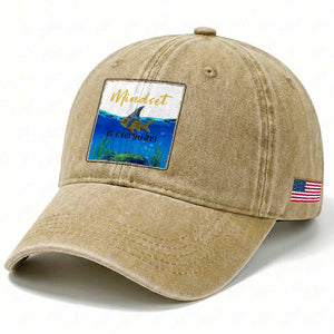 Mindset Is Everything Washed Cotton Baseball Cap Positive Thinking Motivation TS12 Print Your Wear