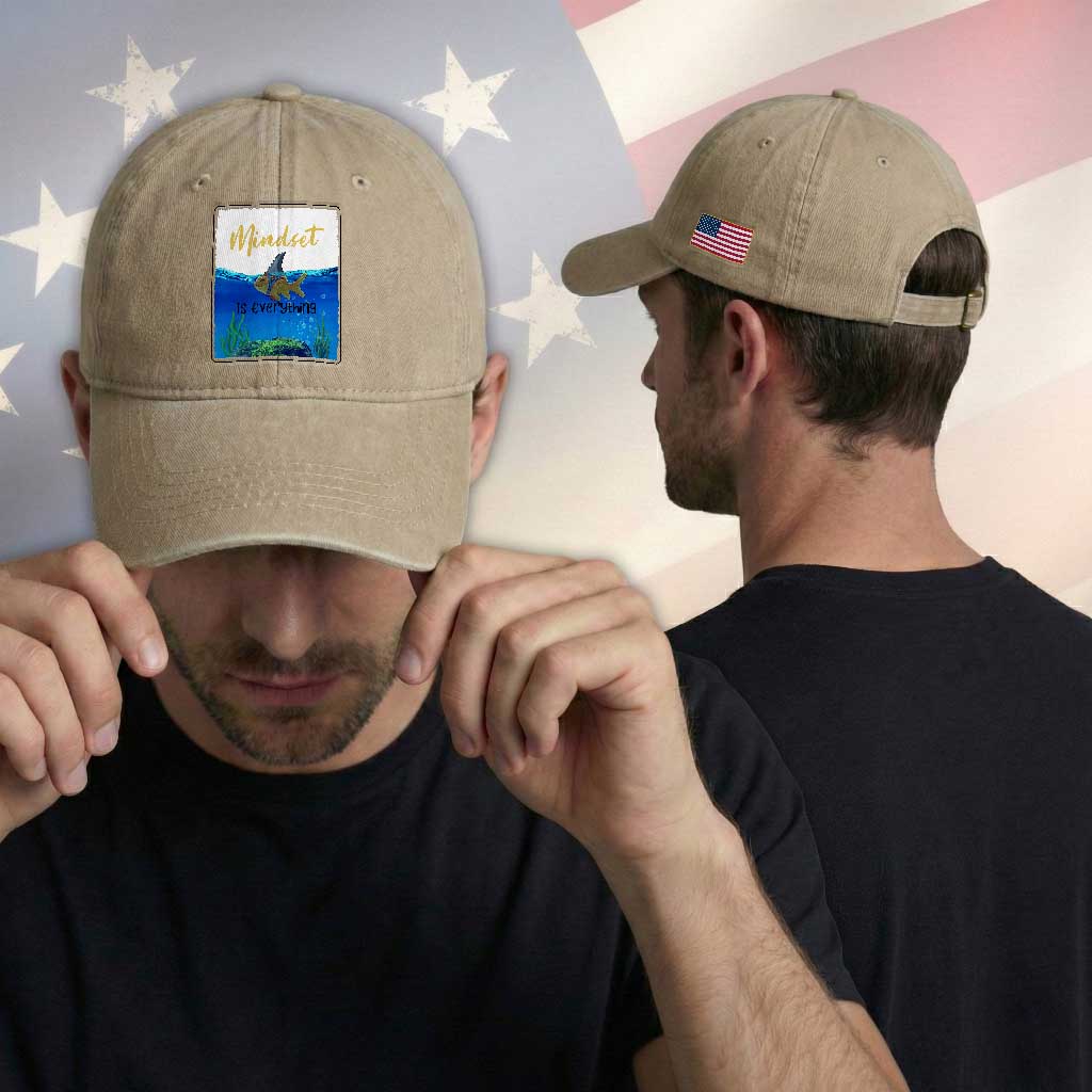Mindset Is Everything Washed Cotton Baseball Cap Positive Thinking Motivation TS12 Print Your Wear