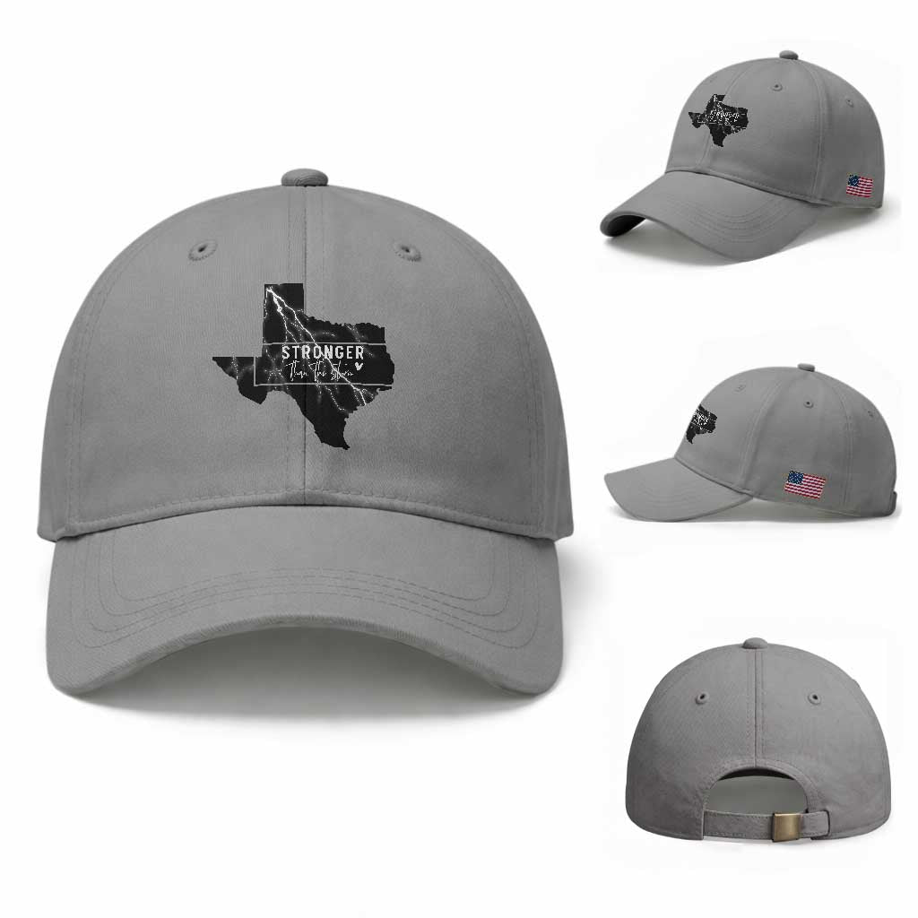 Strong Texas Baseball Cap Stronger Than The Storm Quote TS12 Baseball Cap Universal Fit Sport Gray Print Your Wear