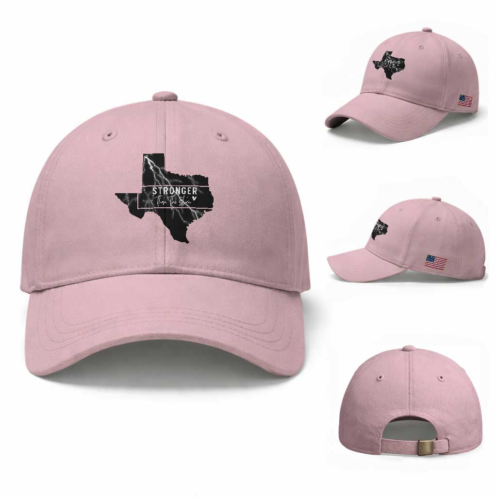 Strong Texas Baseball Cap Stronger Than The Storm Quote TS12 Baseball Cap Universal Fit Light Pink Print Your Wear